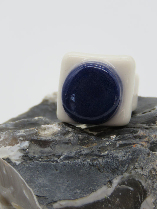 Cobalt blue and white ring