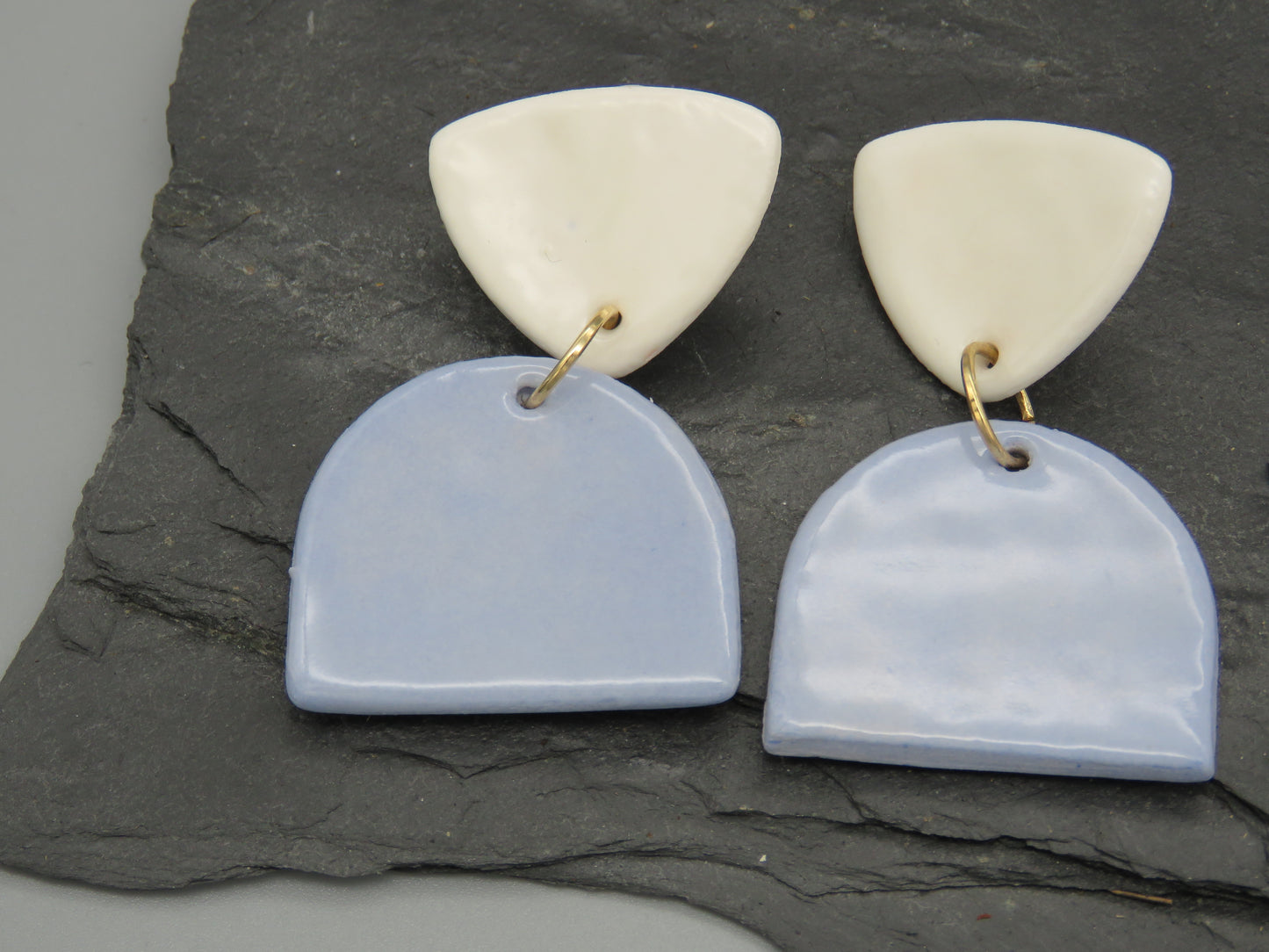 White and blue earrings