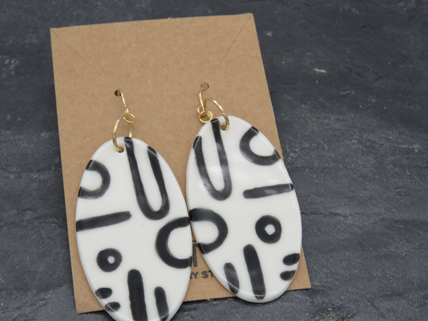 Black and white porcelain earrings