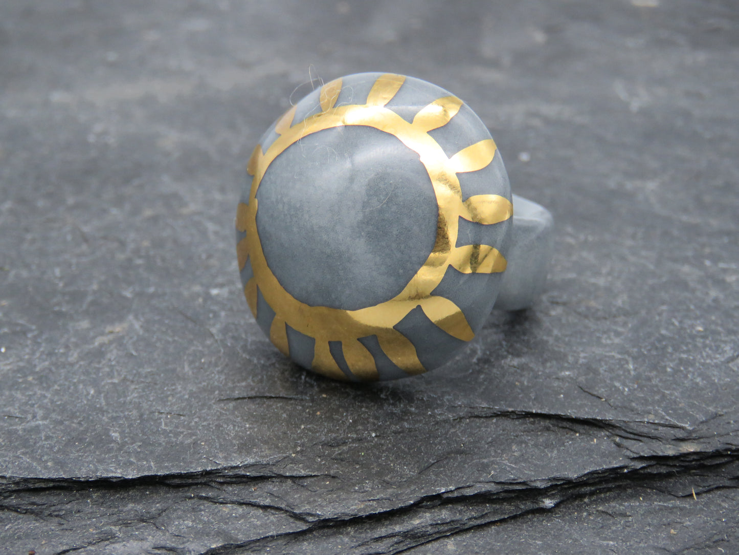 Grey Hemisphere ring Size N