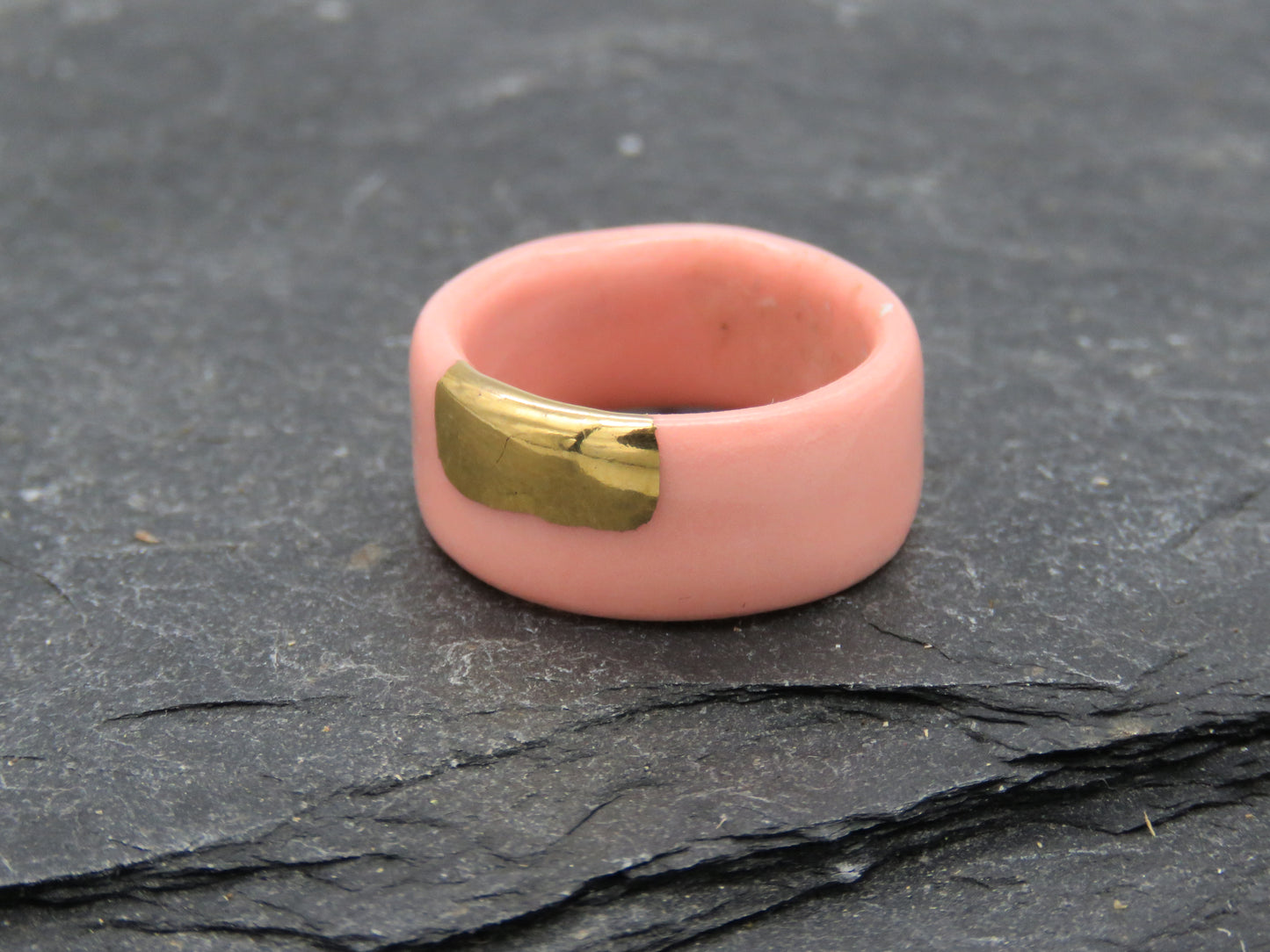 Pink Porcelain band with gold Size O