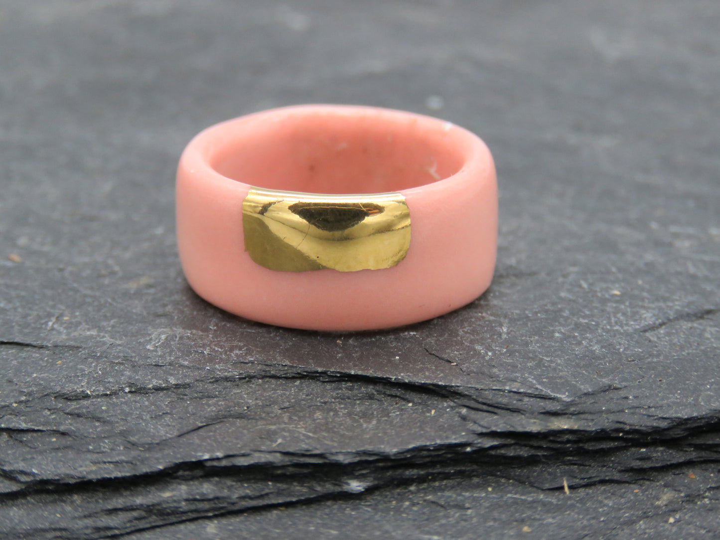 Pink Porcelain band with gold Size O