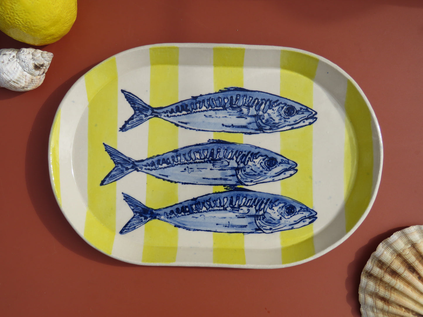 Large Serving platter with Mackerel