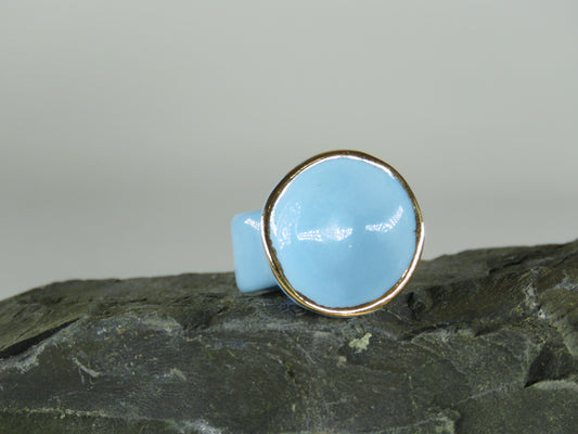 Blue porcelain ring Size P