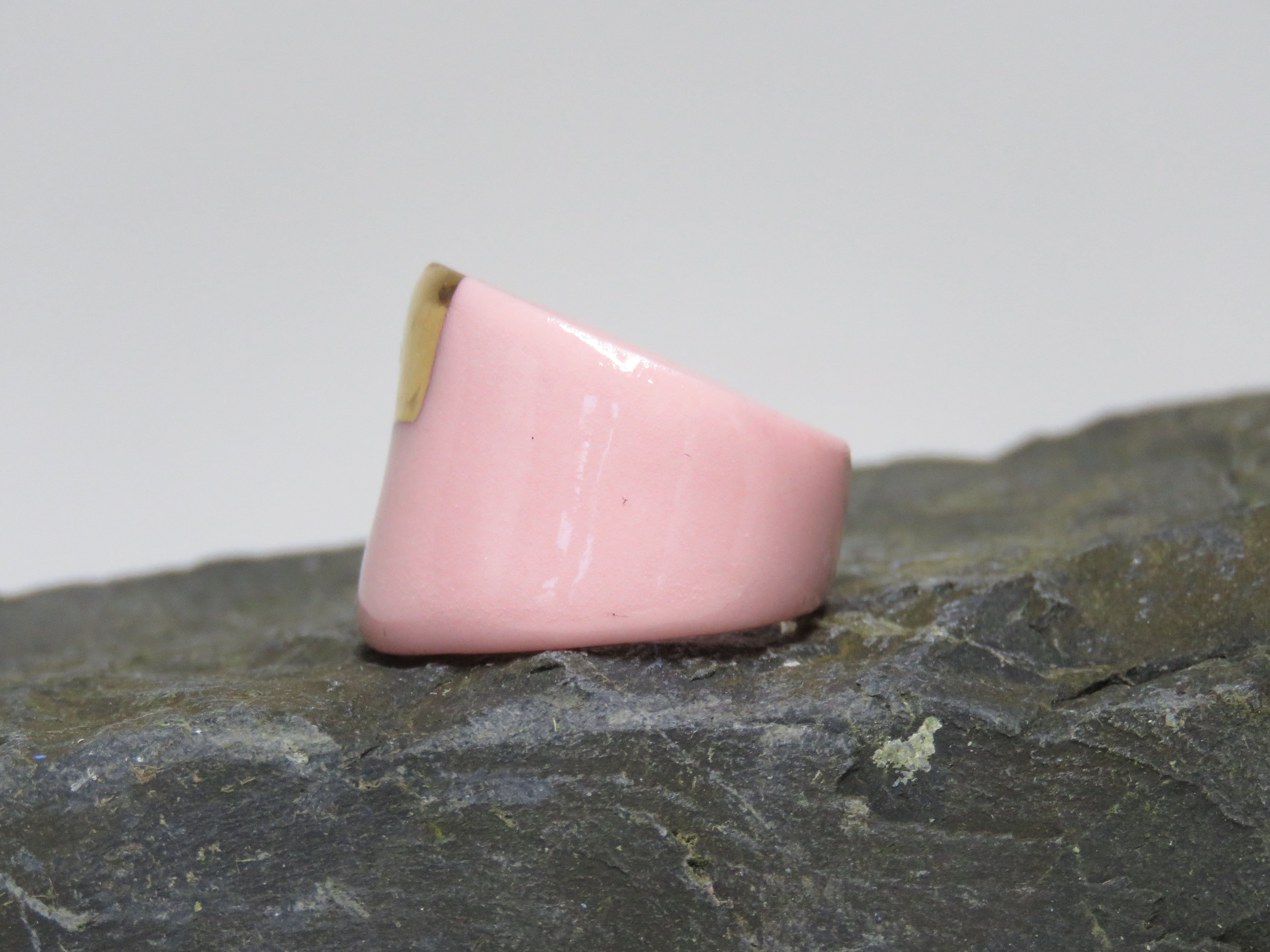 Pink and Gold Porcelain ring Size N