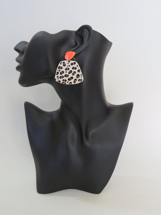 Orange and leopard print earrings