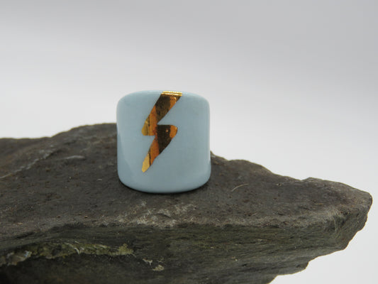 Blue Ring with lightening bolt Size O