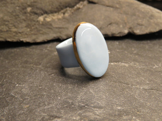 Blue porcelain ring Size O