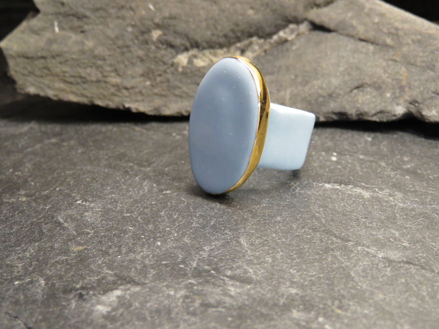 Blue porcelain ring Size O