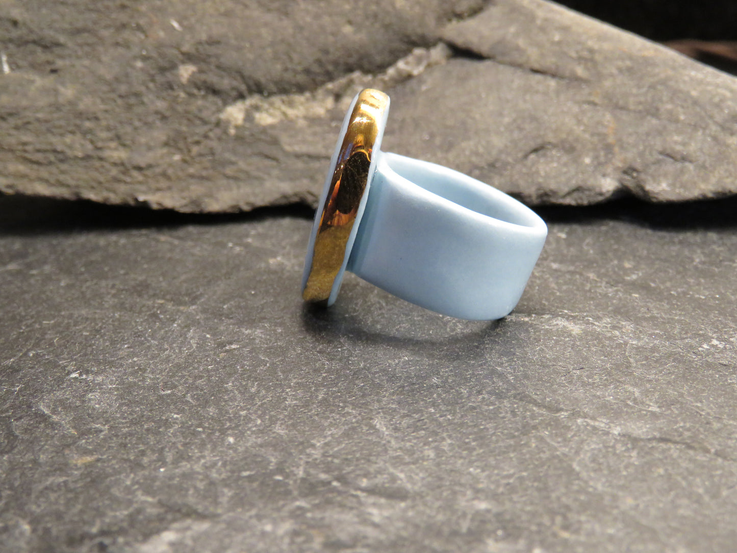 Blue porcelain ring Size O