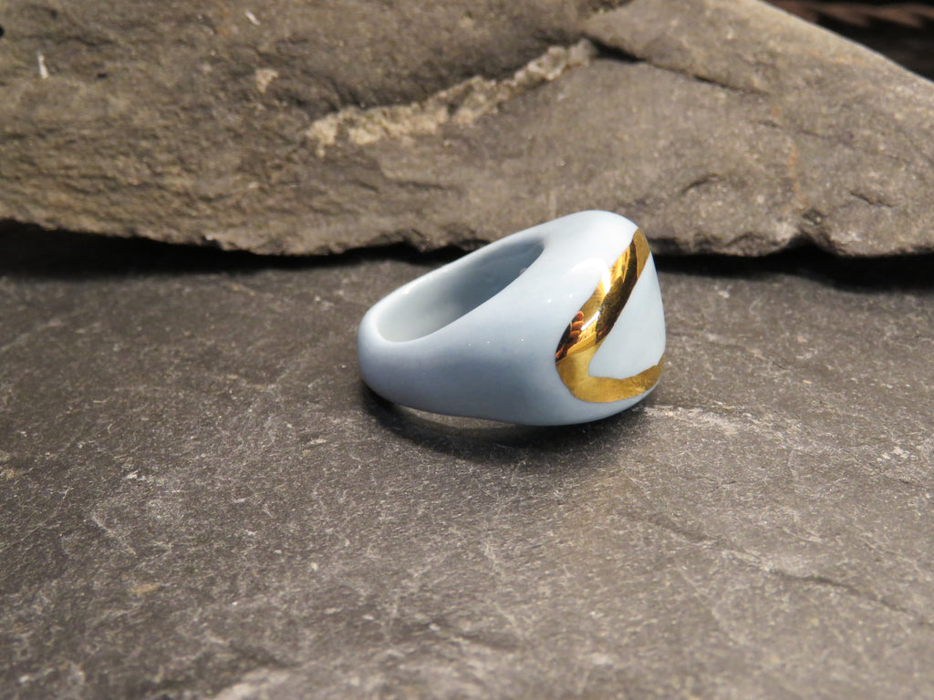 Blue porcelain ring Size M