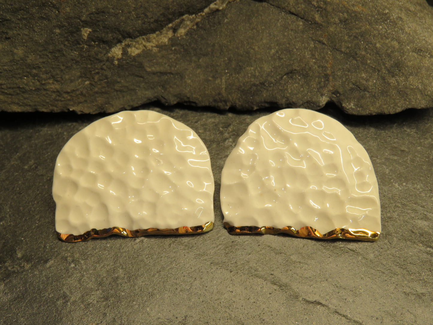 Hammered porcelain earrings