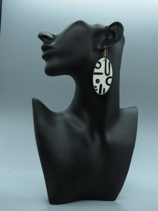 Black and white porcelain earrings