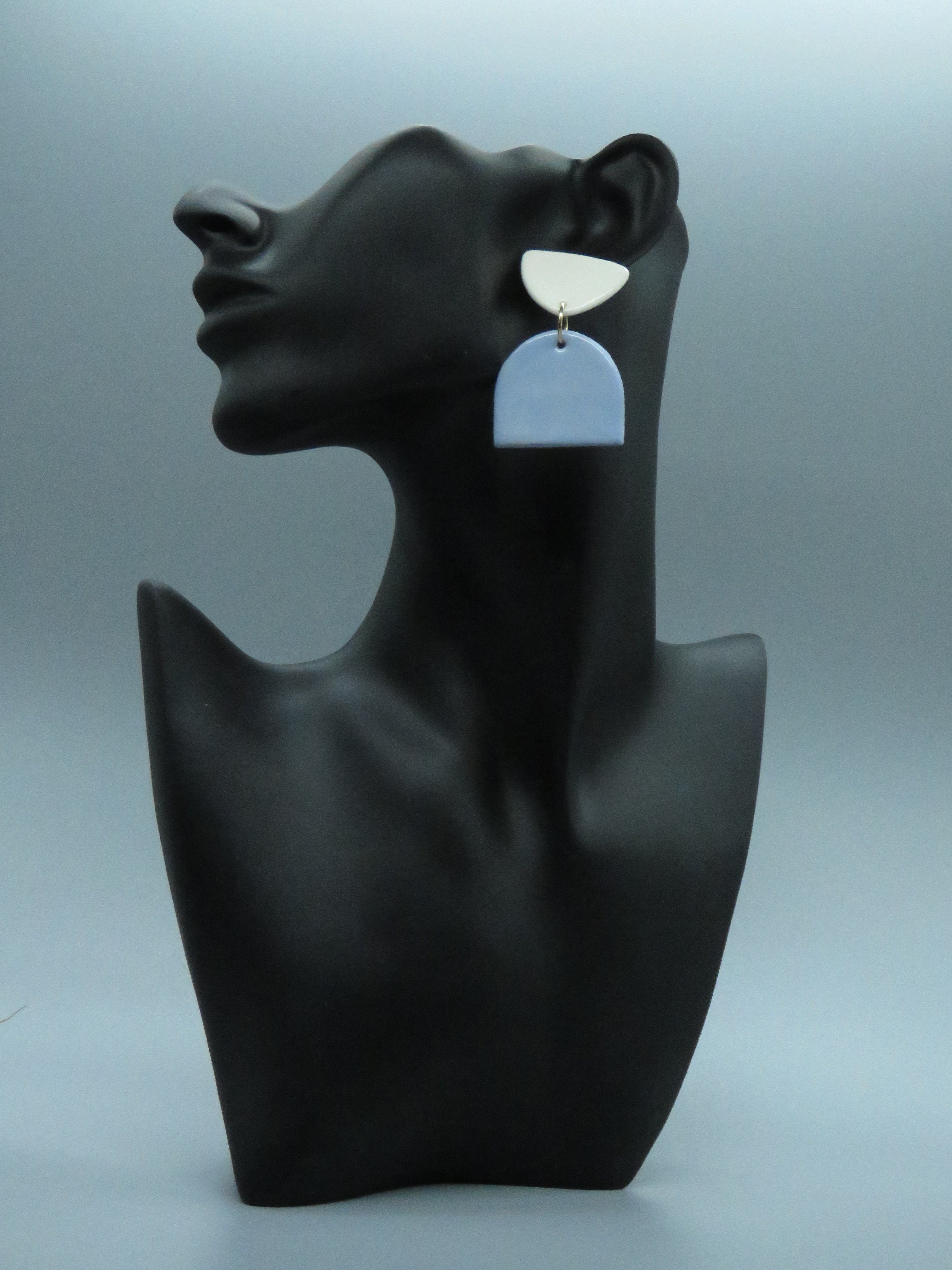 White and blue earrings