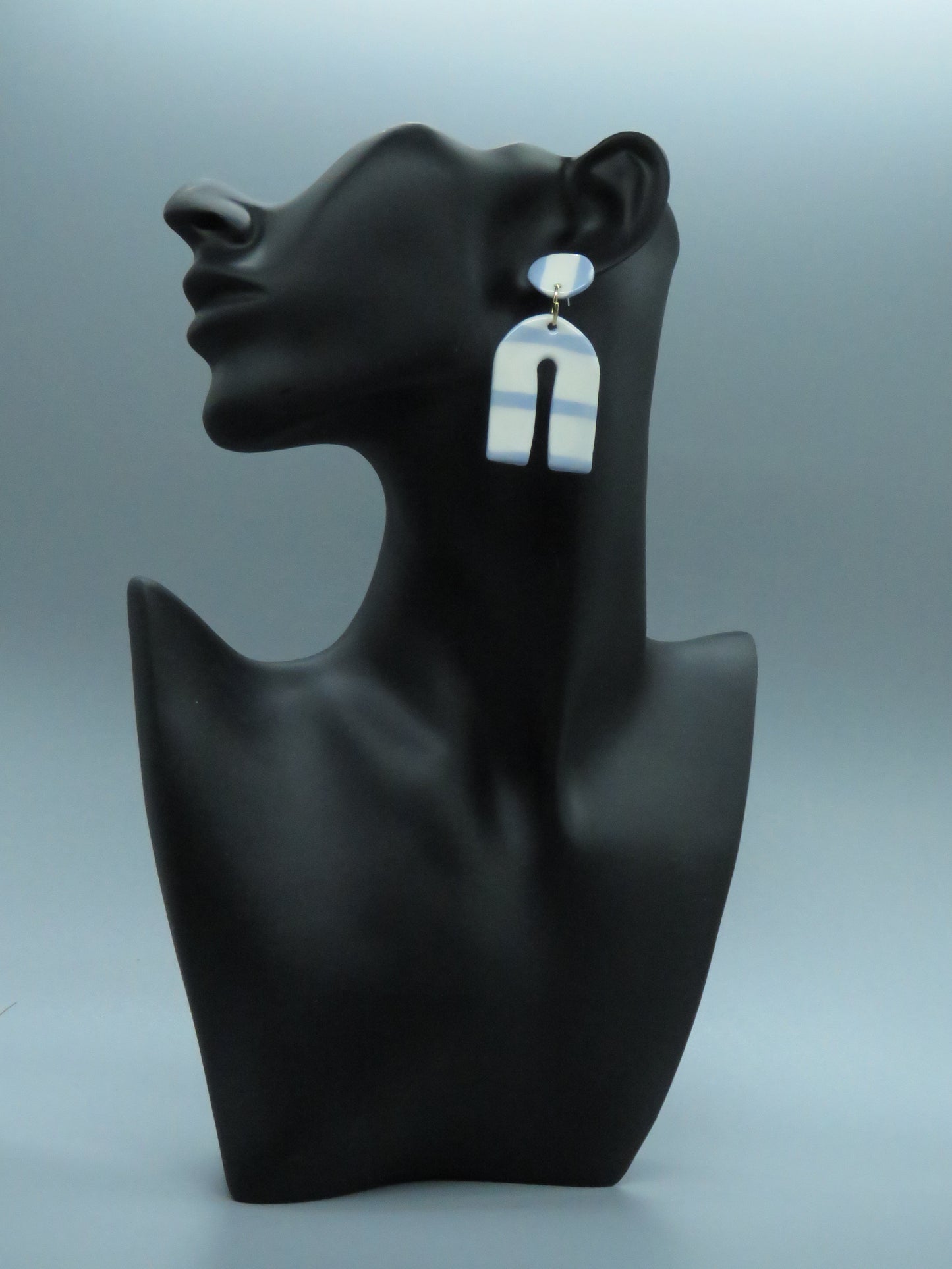 blue and white earrings