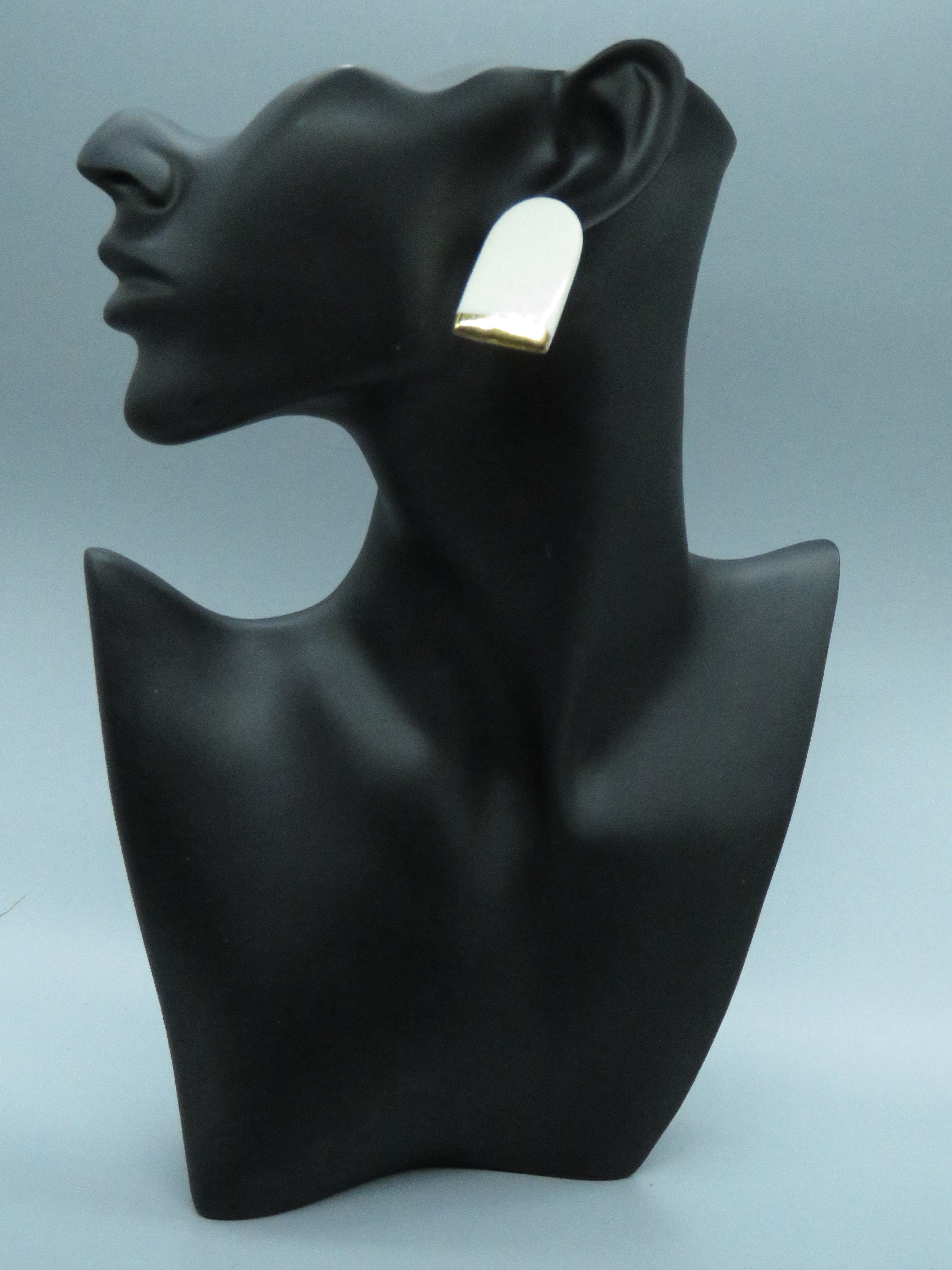White porcelain earrings ** CLIP ON **