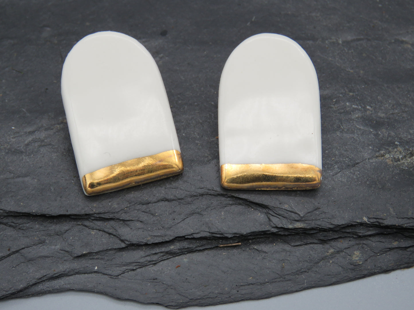 White porcelain earrings ** CLIP ON **