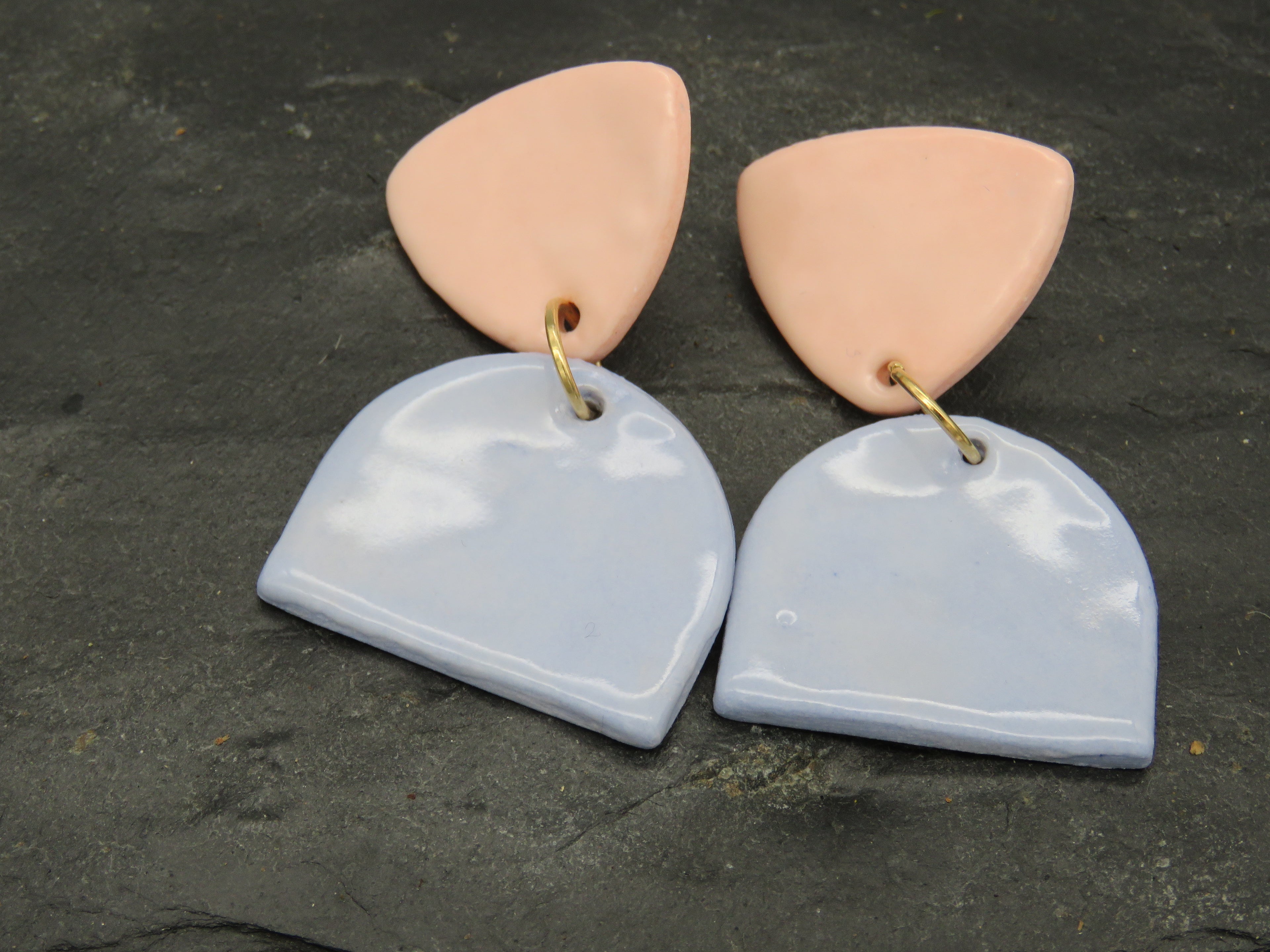 Pink and blue earrings