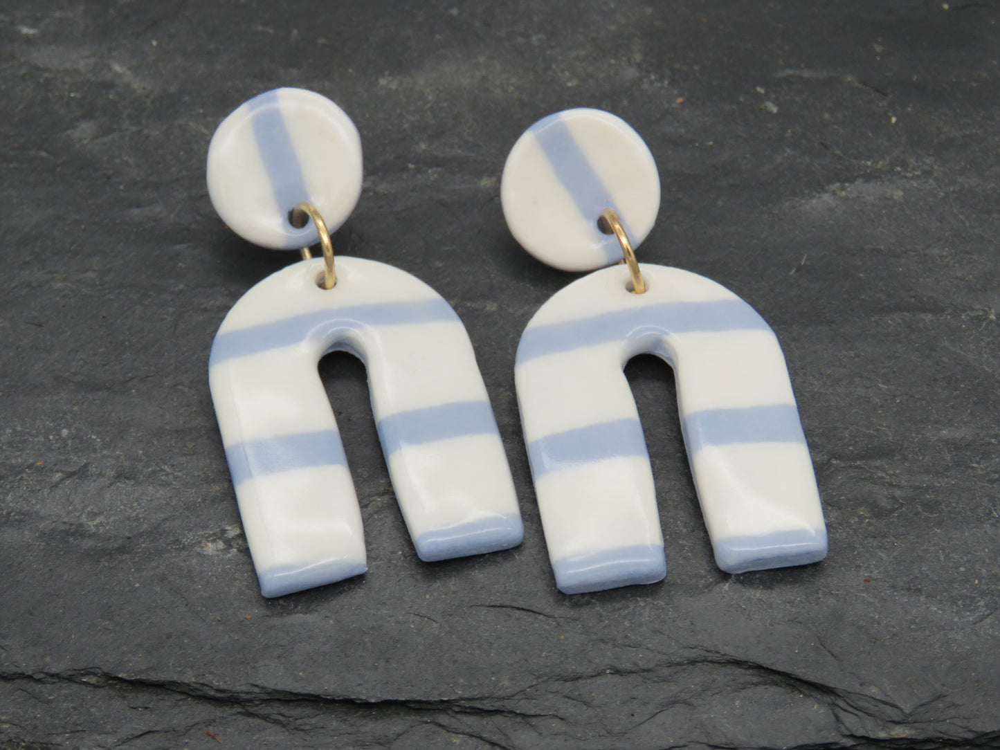 blue and white earrings