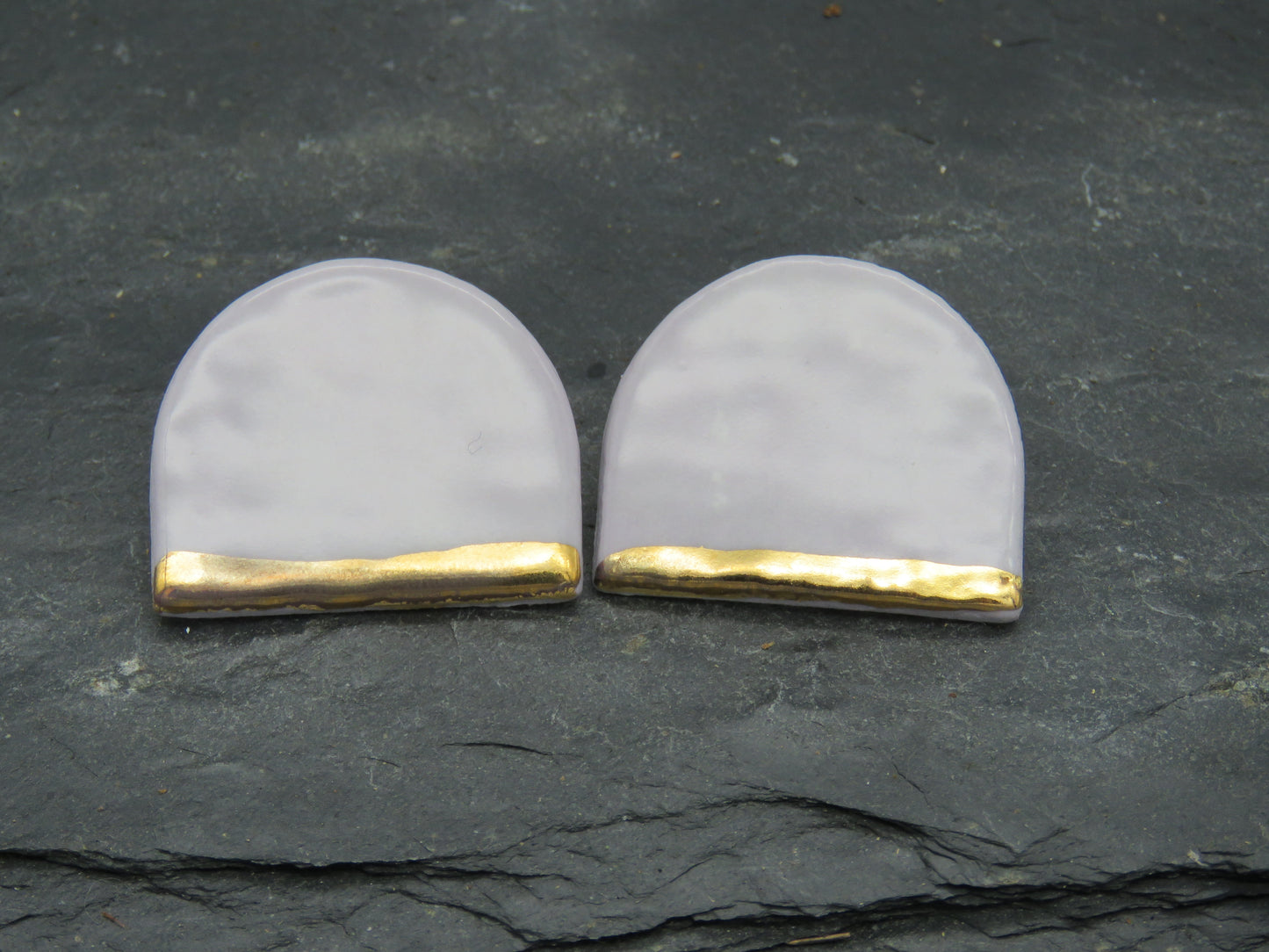 Lilac D shaped earrings ** CLIP ON **