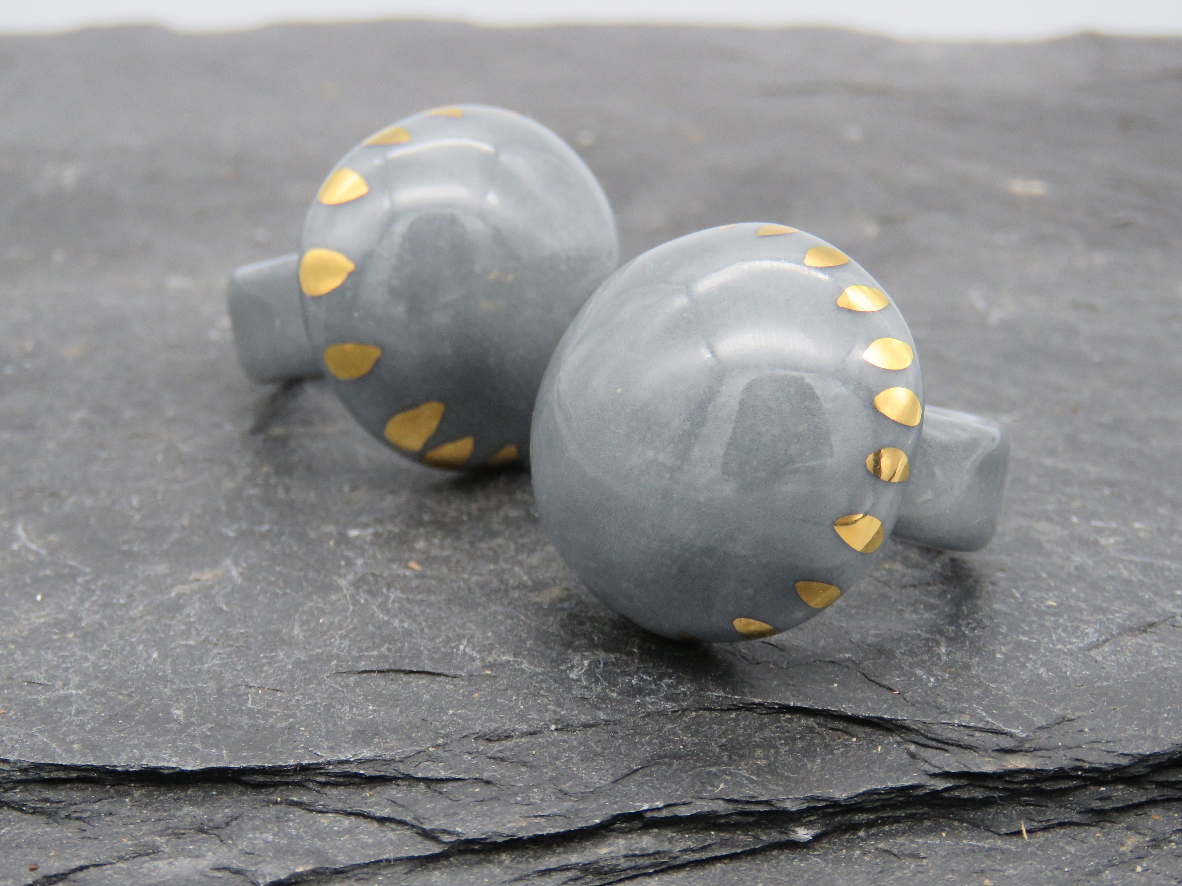 Grey porcelain hemisphere ring Size N1/2