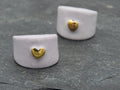 Lilac Porcelain ring with small heart Size K