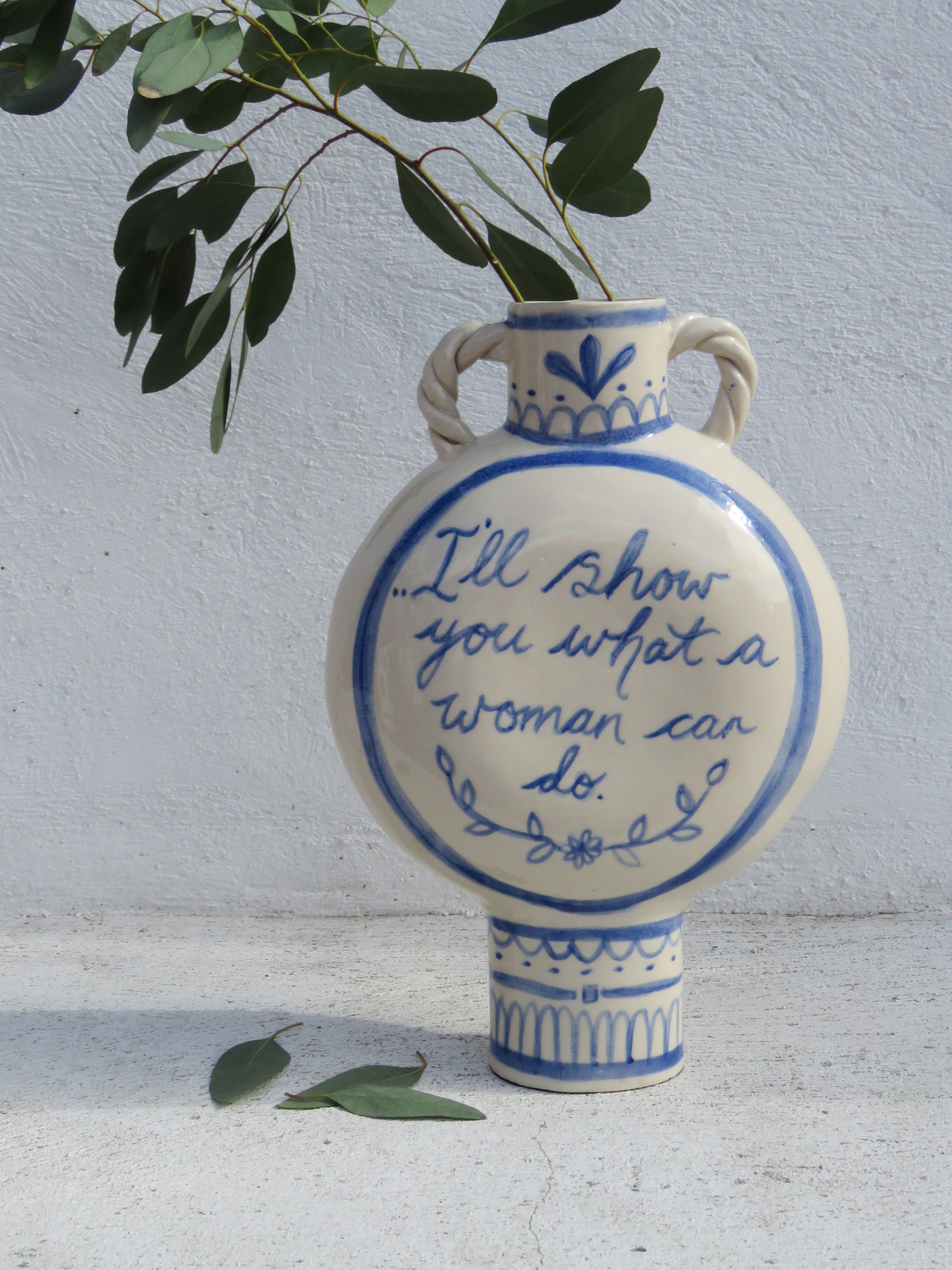 "I'll Show you what a woman can do" Pilgrim flask