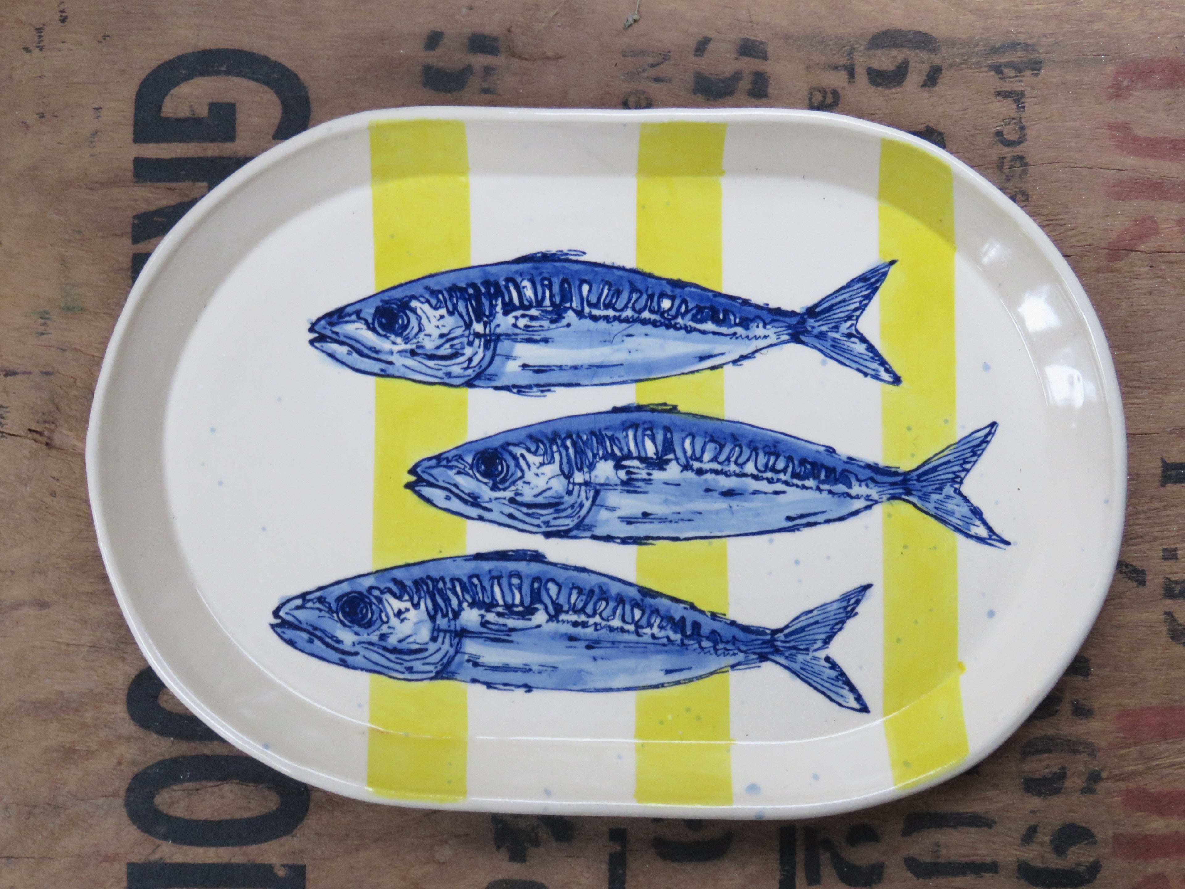 Large Serving platter with Mackerel *SECONDS