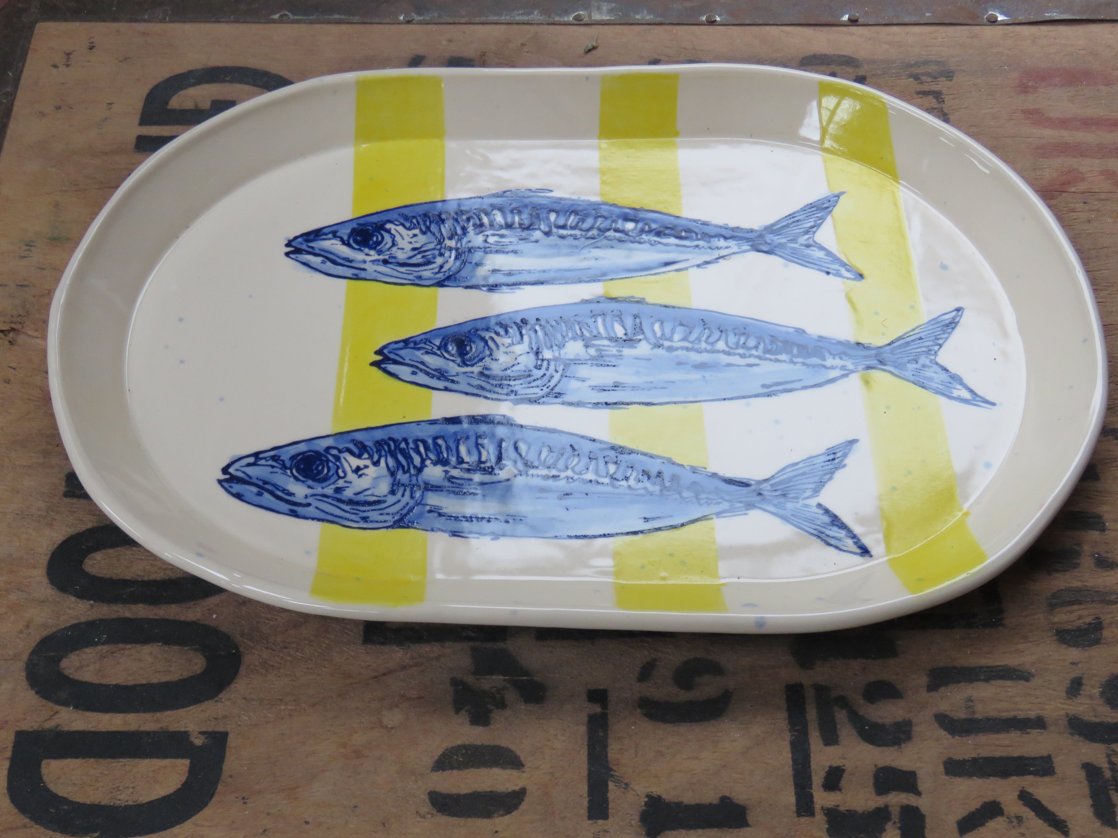 Large Serving platter with Mackerel *SECONDS