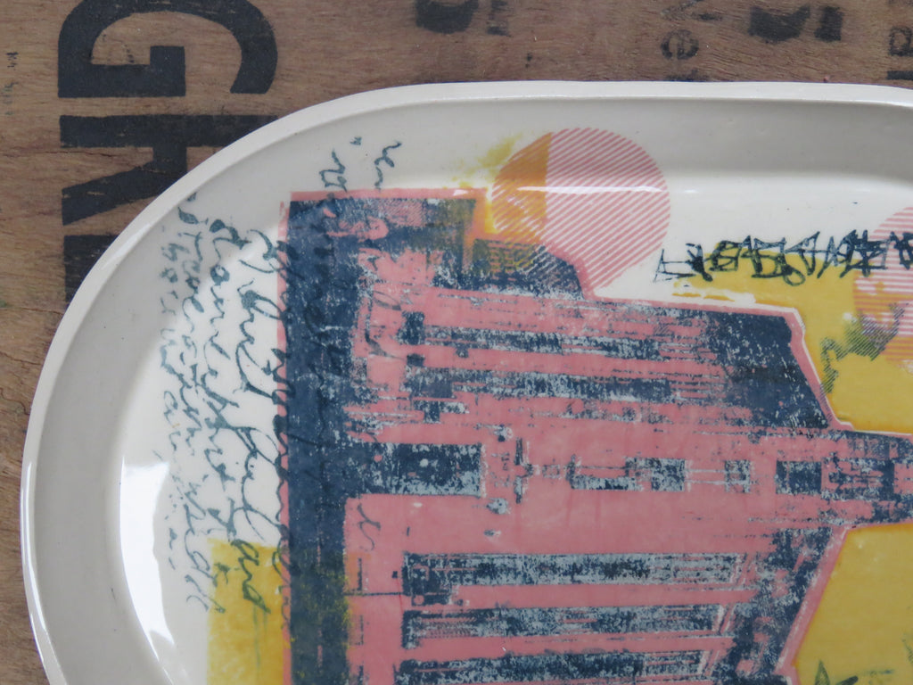 Large Serving platter with Screen printed design *SECONDS #1