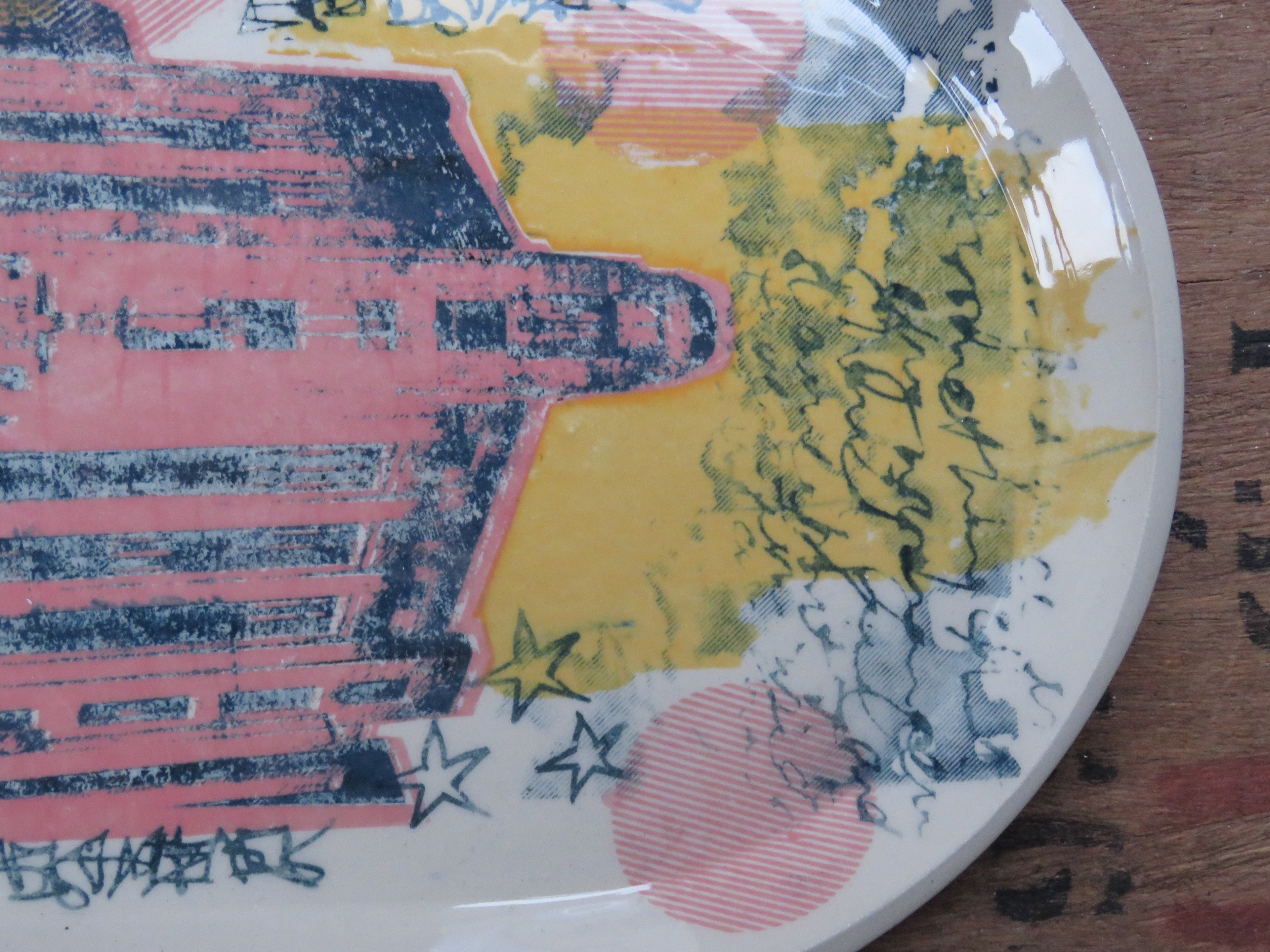 Large Serving platter with Screen printed design *SECONDS #1