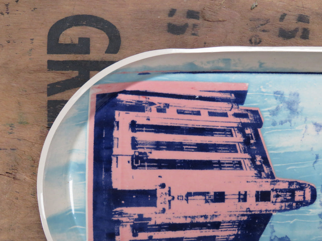 Large Serving platter with Screen printed design