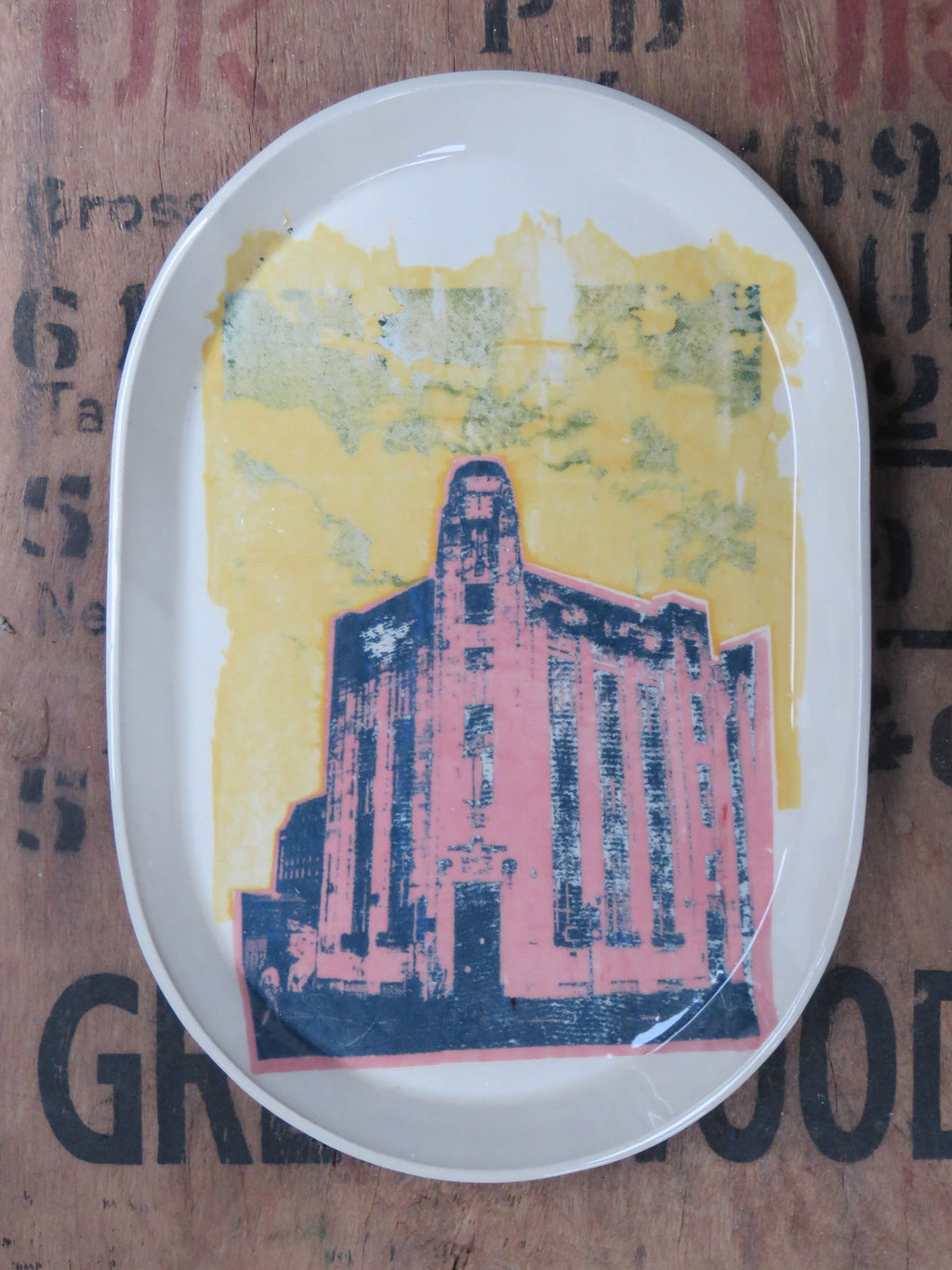 Large Serving platter with Screen printed design *SECONDS #2