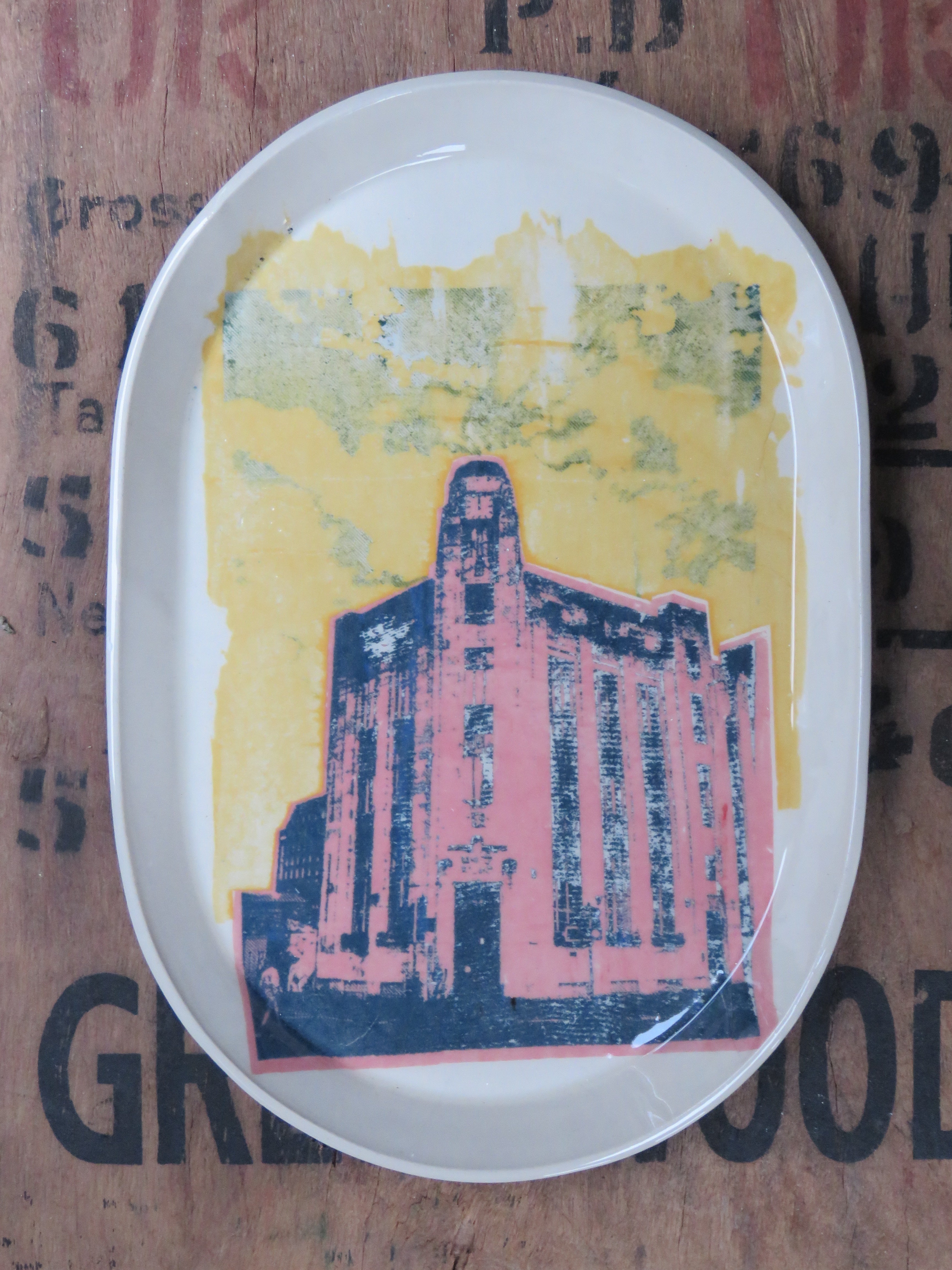 Large Serving platter with Screen printed design *SECONDS #2