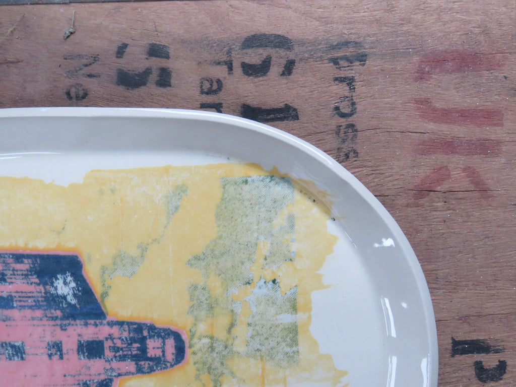 Large Serving platter with Screen printed design *SECONDS #2