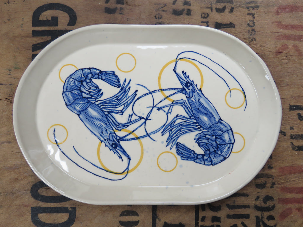 Large Serving platter with double prawn